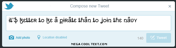 cool text font generator on Twitter