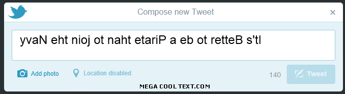 inverted text generator facebook on Twitter