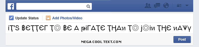 letters symbols keyboard on Facebook