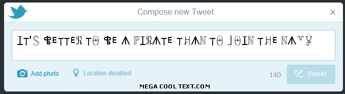 make cool text using symbols on Twitter