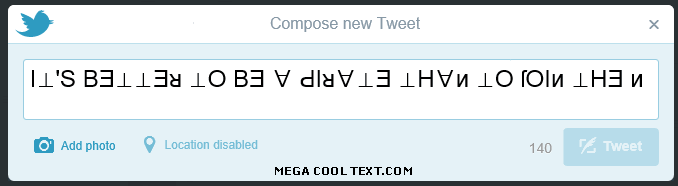 reverse letters generator on Twitter