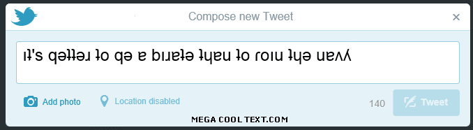 type backwards letters generator on Twitter