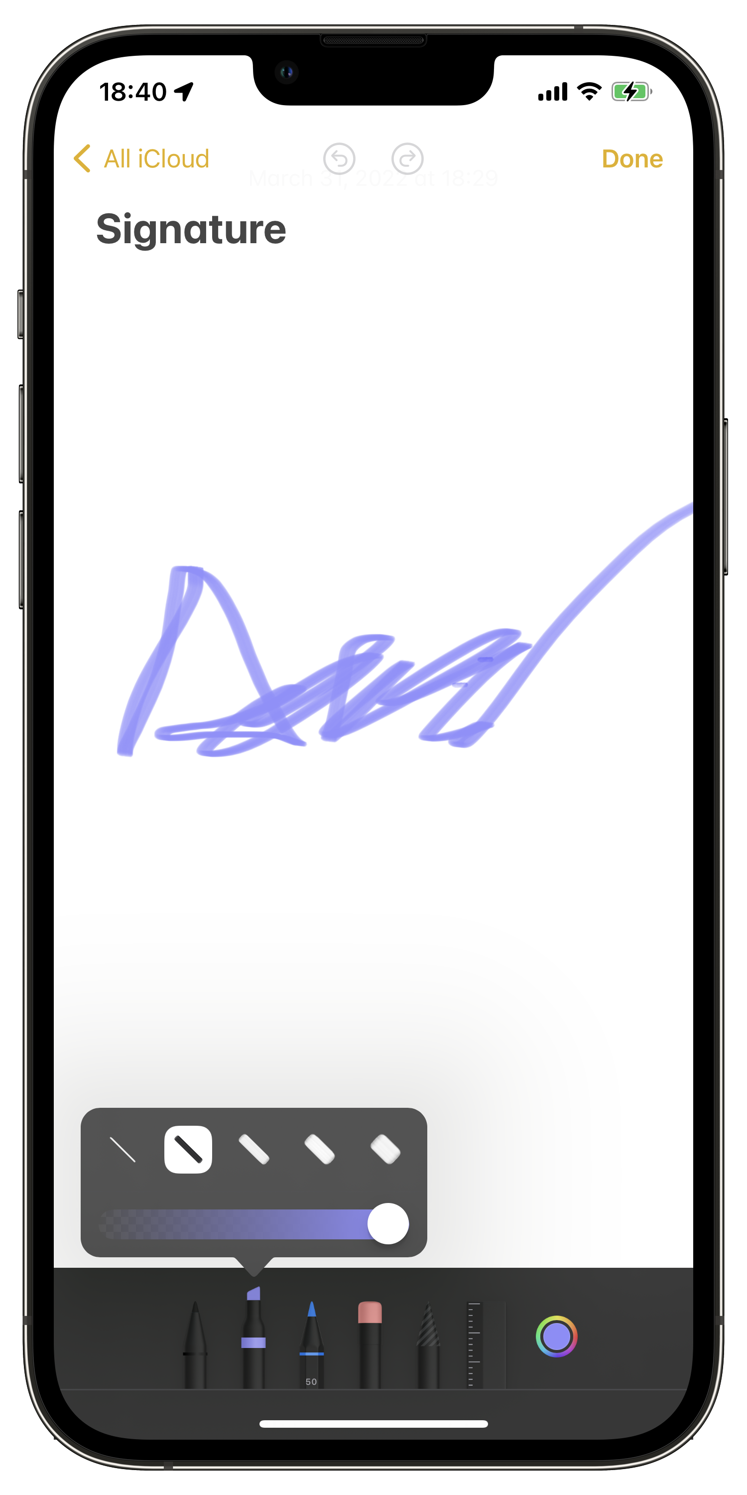 Signature in Notes
