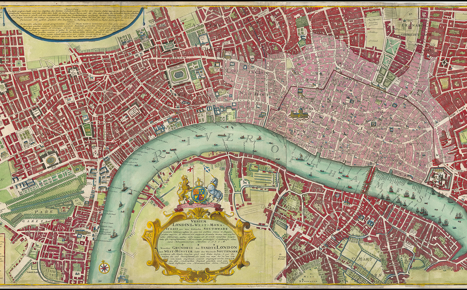 A map of London by the Homannsche Erben company, 1736. Raremaps.com / Wikimedia 