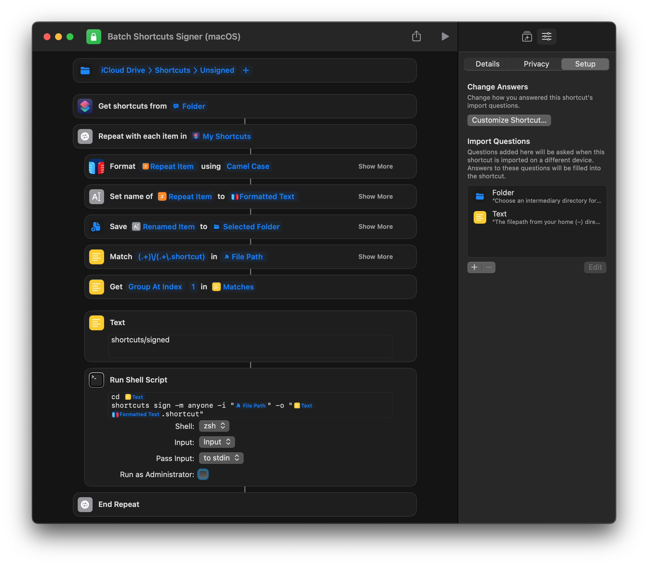 Batch Shortcuts Signer